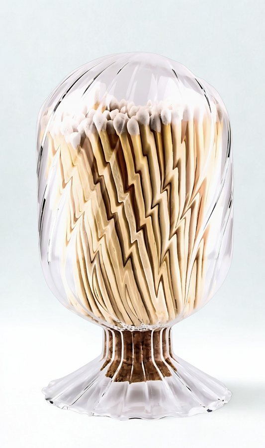 Helix Glass Match Cloche | Elegant Gift Set | Safety Matches Included