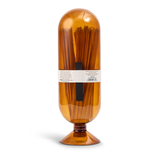 Amber Glass Match Cloche with 100 Long Safety Matches