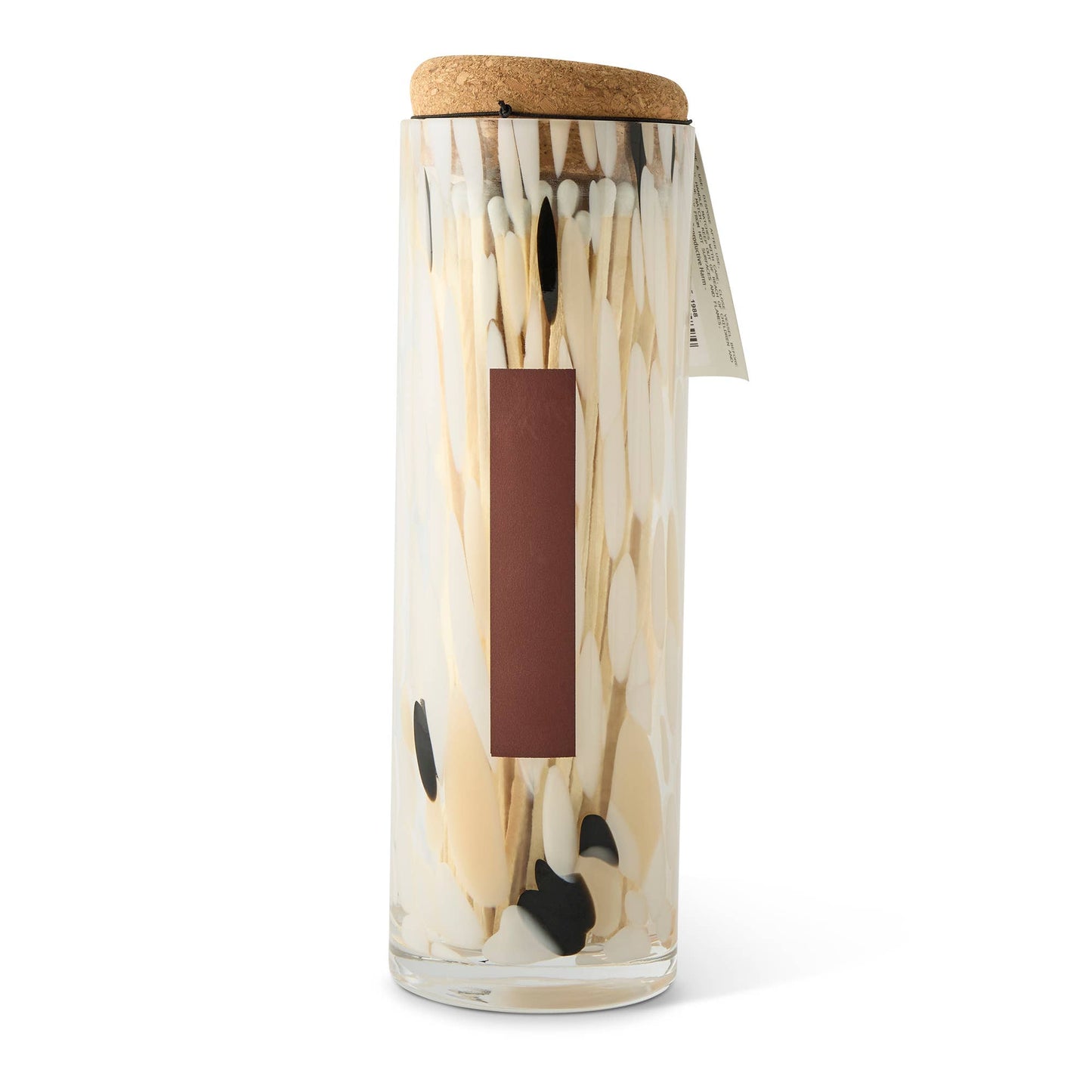 Hand-Blown Glass Match Bottle with Long Black Safety Matches