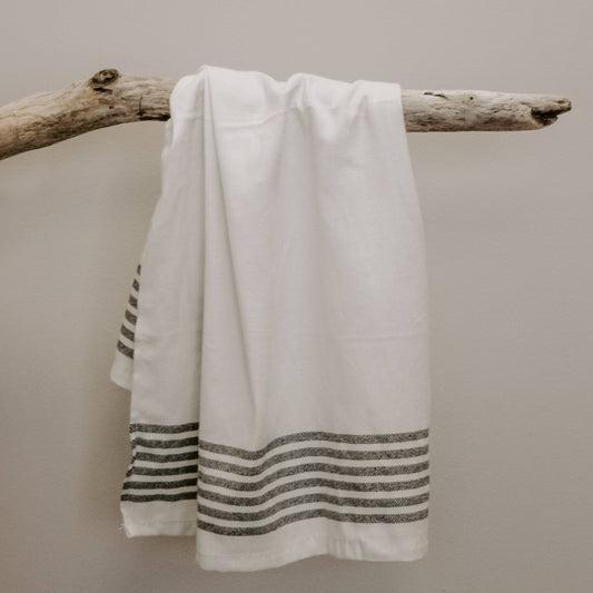 Striped Hand Towel, 6 Black Stripes- Home Decor & Gifts