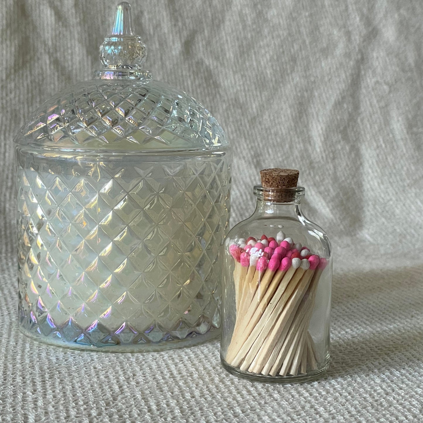 Valentine Gift Set - 12oz Iridescent Glass Spire with Matches